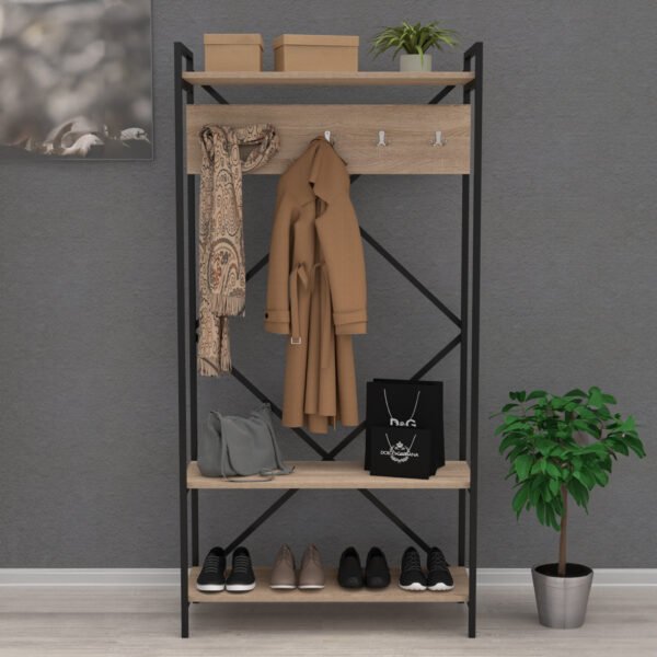 ΕΠΙΠΛΟ ΕΙΣΟΔΟΥ NAVIS HM18188 ΜΕΛΑΜΙΝΗ ΣΟΝΑΜΑ-ΜΑΥΡΟΣ ΜΕΤΑΛ.ΣΚΕΛΕΤΟΣ 90x34x180Υεκ. - Image 4