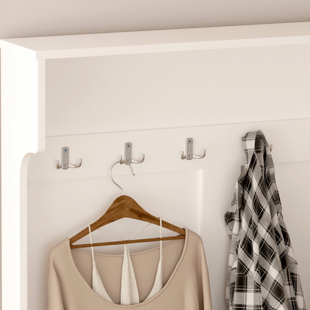 ΕΠΙΠΛΟ ΕΙΣΟΔΟΥ KAYLOR HM2475.03 ΜΕ ΚΡΕΜΑΣΤΡΕΣ&ΑΠΟΘ.ΧΩΡΟ-MDF ΣΕ ΛΕΥΚΟ 93x34x180Υεκ - Image 8