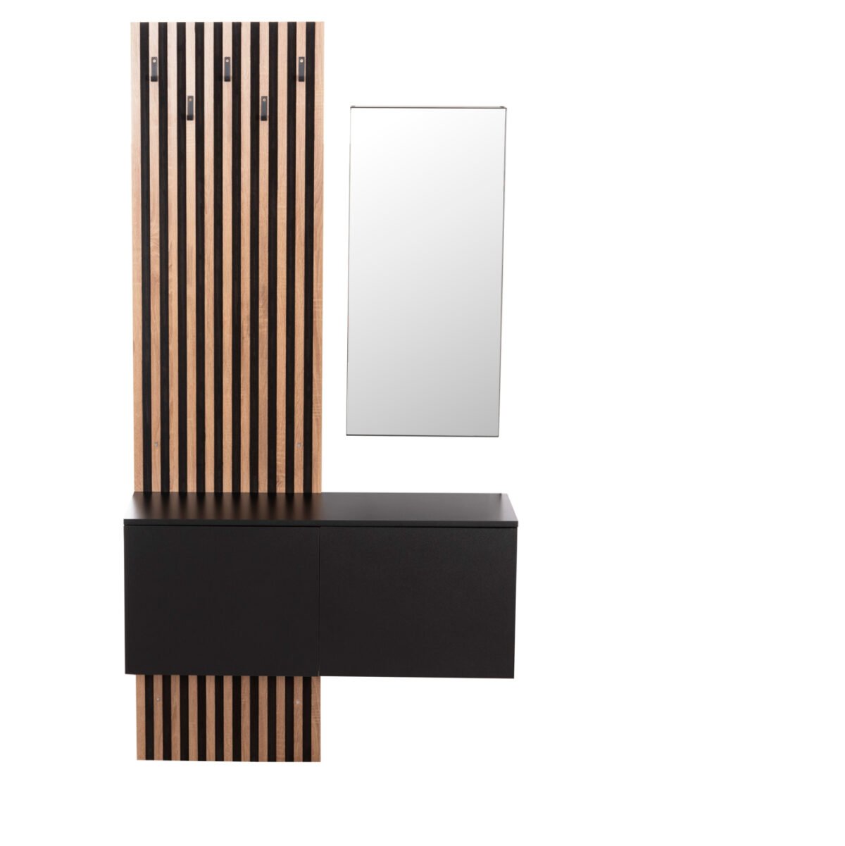 ΕΠΙΠΛΟ ΕΙΣΟΔΟΥ ΜΕ ΚΑΘΡΕΠΤΗ MYLES HM18080.02 ΜΕΛΑΜΙΝΗ ΣΟΝΑΜΑ-ΜΑΥΡΟ 100x37x200Υεκ - Image 3