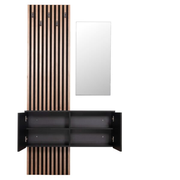 ΕΠΙΠΛΟ ΕΙΣΟΔΟΥ ΜΕ ΚΑΘΡΕΠΤΗ MYLES HM18080.02 ΜΕΛΑΜΙΝΗ ΣΟΝΑΜΑ-ΜΑΥΡΟ 100x37x200Υεκ - Image 4