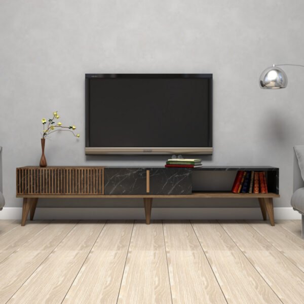 ΕΠΙΠΛΟ ΤΗΛΕΟΡΑΣΗΣ HM9512.02 ΜΕΛΑΜΙΝΗΣ ΚΑΡΥΔΙ ΚΑΙ ΟΨΗ ΜΑΥΡΟΥ ΜΑΡΜΑΡΟΥ 180x35x40Yεκ. - Image 4