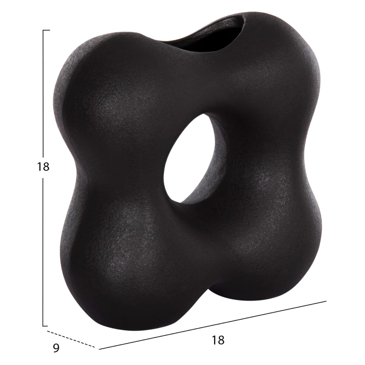 ΕΠΙΤΡΑΠΕΖΙΟ ΚΕΡΑΜΙΚΟ ΔΙΑΚΟΣΜΗΤΙΚΟ SEBOR HM4594.02 ΜΑΥΡΟ ΜΑΤ 18x9x18Υεκ - Image 2