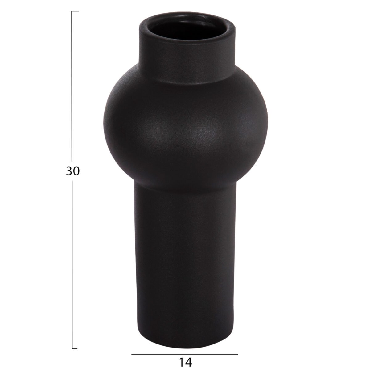 ΕΠΙΤΡΑΠΕΖΙΟ ΚΕΡΑΜΙΚΟ ΔΙΑΚΟΣΜΗΤΙΚΟ SCEPTER HM4605.02 ΜΑΥΡΟ ΜΑΤ Φ15x30Υ εκ. - Image 2