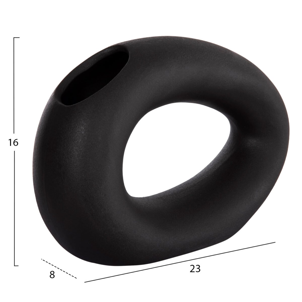 ΕΠΙΤΡΑΠΕΖΙΟ ΚΕΡΑΜΙΚΟ ΔΙΑΚΟΣΜΗΤΙΚΟ ELLIPTO HM4645.02 ΜΑΥΡΟ ΜΑΤ 23x8x16Υ εκ - Image 2