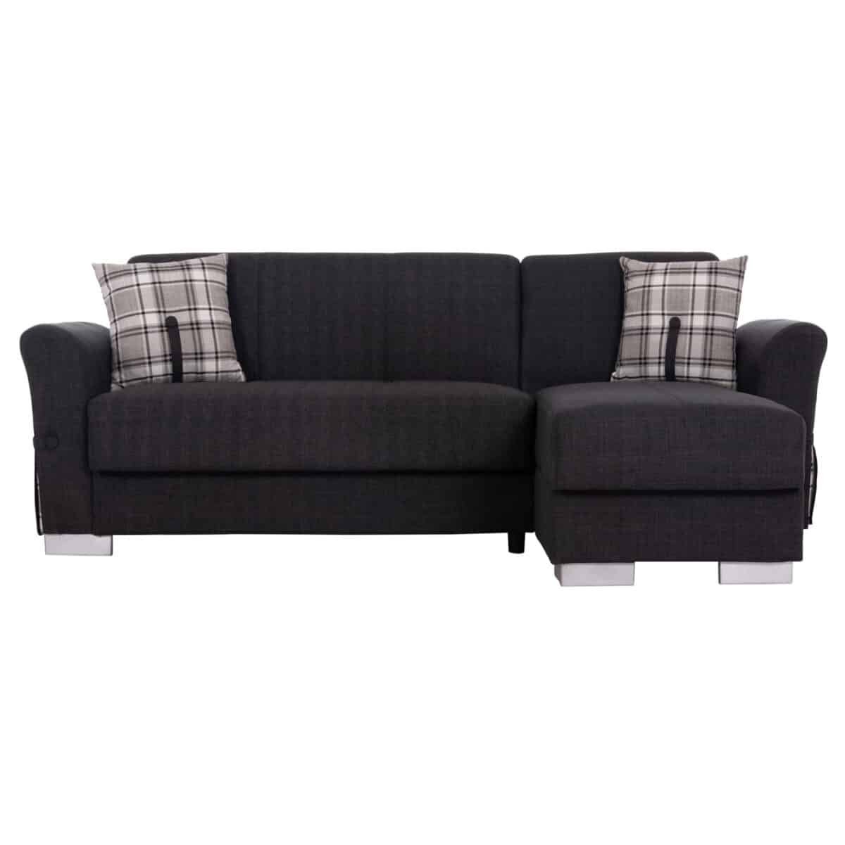 ΓΩΝΙΑΚΟΣ ΚΑΝΑΠΕΣ-ΚΡΕΒΑΤΙ ΜΕ ΑΠΟΘ. ΧΩΡΟ BRONKO HM3291.01 ΑΝΘΡΑΚΙ ΥΦΑΣΜΑ 218x138x77Y - Image 4