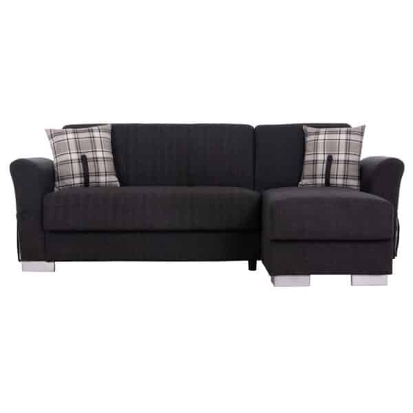 ΓΩΝΙΑΚΟΣ ΚΑΝΑΠΕΣ-ΚΡΕΒΑΤΙ ΜΕ ΑΠΟΘ. ΧΩΡΟ BRONKO HM3291.01 ΑΝΘΡΑΚΙ ΥΦΑΣΜΑ 218x138x77Y - Image 4