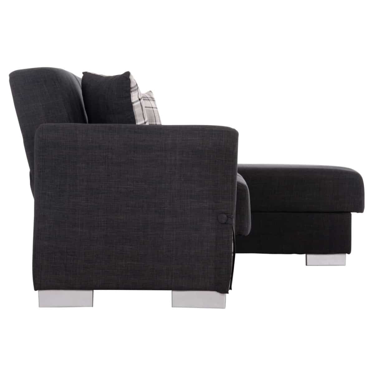 ΓΩΝΙΑΚΟΣ ΚΑΝΑΠΕΣ-ΚΡΕΒΑΤΙ ΜΕ ΑΠΟΘ. ΧΩΡΟ BRONKO HM3291.01 ΑΝΘΡΑΚΙ ΥΦΑΣΜΑ 218x138x77Y - Image 6