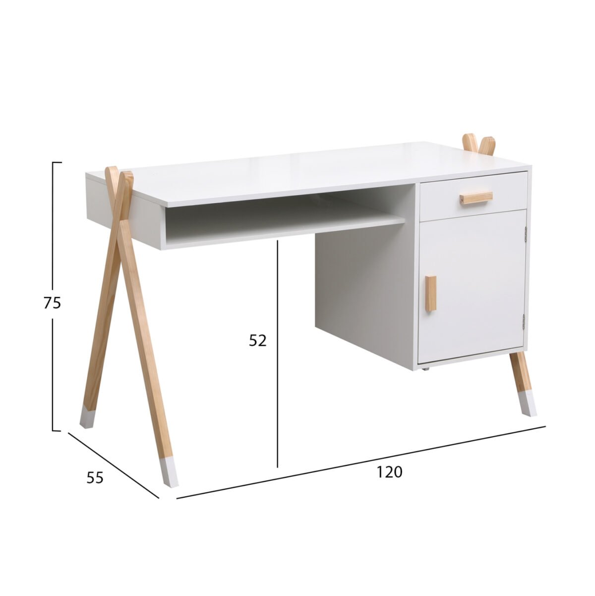 ΓΡΑΦΕΙΟ ΠΑΙΔΙΚΟ PASCHAL HM2496.03 ΜΕΛΑΜΙΝΗ-ΞΥΛΟ ΠΕΥΚΟΥ 120x55x75Υεκ - Image 3