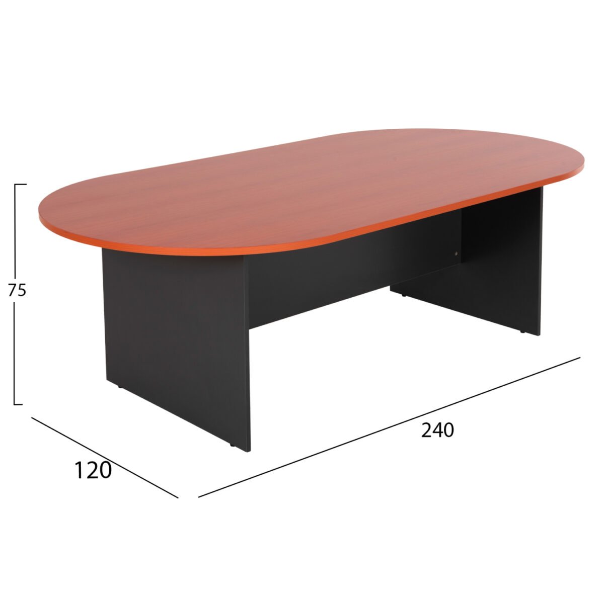 ΓΡΑΦΕΙΟ ΣΥΝΕΔΡΙΑΣΕΩΝ ΟΒΑΛ SIENNA HM2134.03 ΑΝΘΡΑΚΙ ΜΕΛΑΜΙΝΗ-TOP ΚΕΡΑΣΙ 240x120x75Υεκ - Image 2