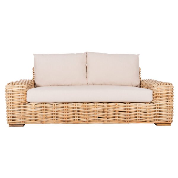 ΚΑΝΑΠΕΣ 2-ΘΕΣΙΟΣ TROPEL HM9809 ΞΥΛΟ MANGO-RATTAN ΦΥΣΙΚΟ-ΛΕΥΚΑ ΜΑΞΙΛΑΡΙΑ 192x88x70-85Υεκ. - Image 3