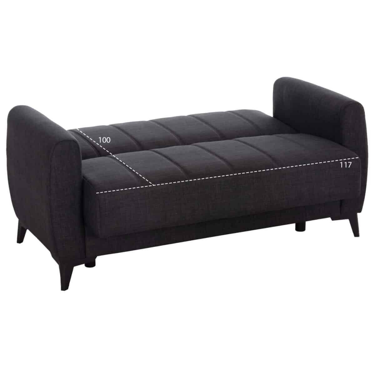 ΚΑΝΑΠΕΣ ΚΡΕΒΑΤΙ ΜΕ ΑΠΟΘ.ΧΩΡΟ ΔΙΘΕΣΙΟΣ NIKKO HM3293.01 ΓΚΡΙ ΥΦΑΣΜΑ 144x75x84Υεκ. - Image 3