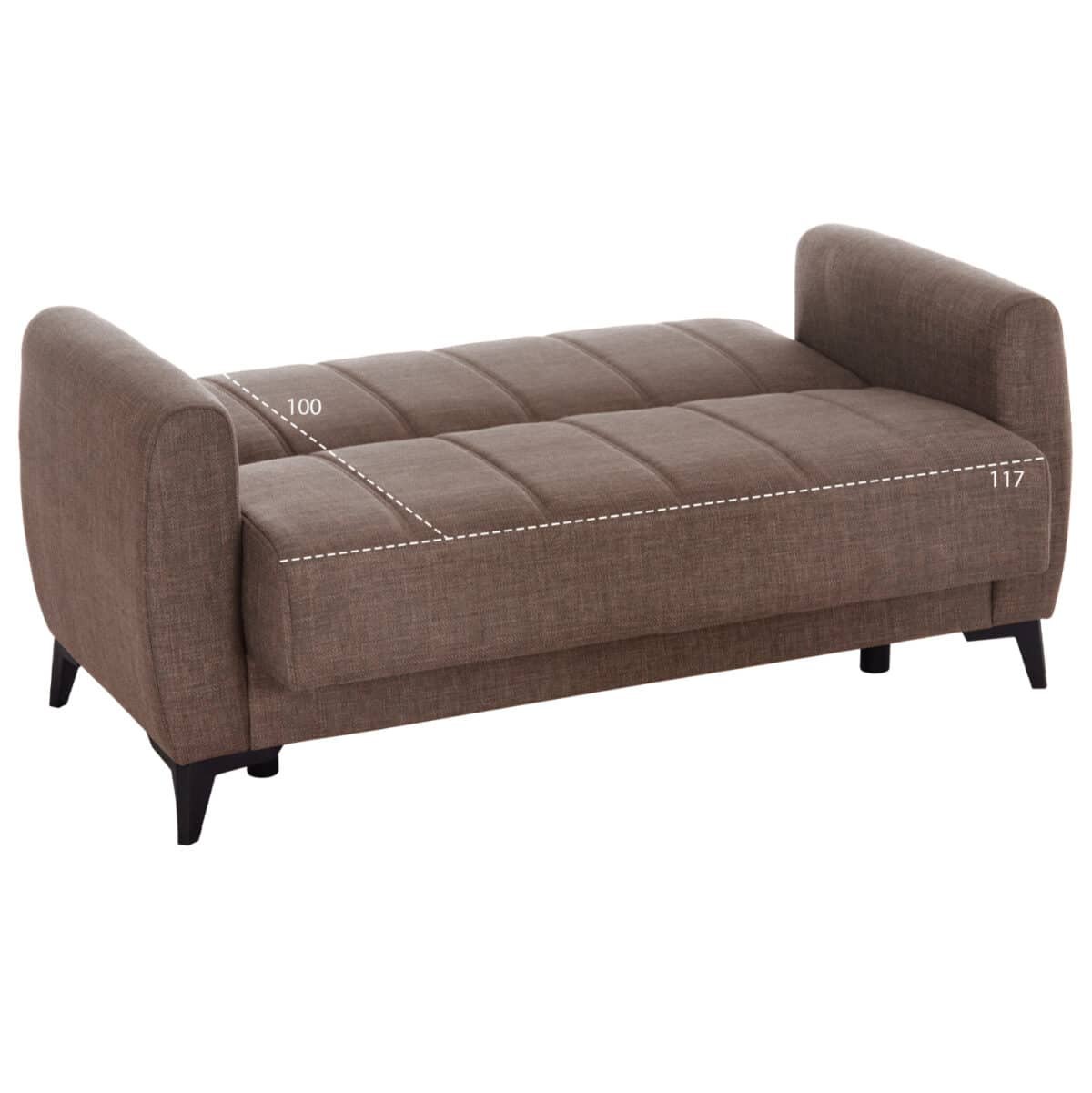 ΚΑΝΑΠΕΣ ΚΡΕΒΑΤΙ ΜΕ ΑΠΟΘ.ΧΩΡΟ ΔΙΘΕΣΙΟΣ NIKKO HM3293.02 ΚΑΦΕ ΥΦΑΣΜΑ 144x75x84Υεκ. - Image 3