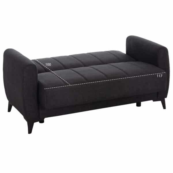 ΚΑΝΑΠΕΣ ΚΡΕΒΑΤΙ ΜΕ ΑΠΟΘ.ΧΩΡΟ ΔΙΘΕΣΙΟΣ NIKKO HM3293.01 ΓΚΡΙ ΥΦΑΣΜΑ 144x75x84Υεκ. - Image 3