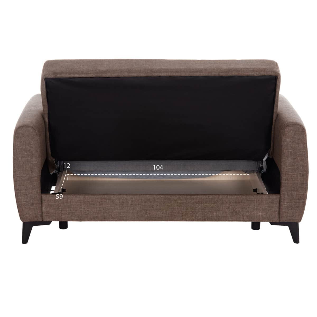 ΚΑΝΑΠΕΣ ΚΡΕΒΑΤΙ ΜΕ ΑΠΟΘ.ΧΩΡΟ ΔΙΘΕΣΙΟΣ NIKKO HM3293.02 ΚΑΦΕ ΥΦΑΣΜΑ 144x75x84Υεκ. - Image 5