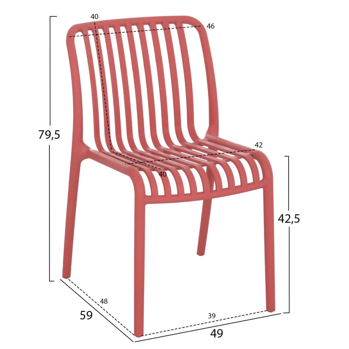 ΚΑΡΕΚΛΑ ΕΞΩΤ.ΧΩΡΟΥ CONVEE HM6104.05 ΚΟΚΚΙΝΟ ΠΟΛΥΠΡΟΠΥΛΕΝΙΟ 49x59x79.5Yεκ. - Image 2