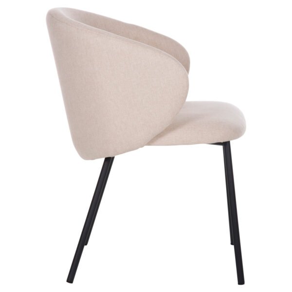 ΚΑΡΕΚΛΑ ISIAH HM9615.03 ΜΠΕΖ ΥΦΑΣΜΑ-ΜΑΥΡΑ ΜΕΤΑΛΛΙΚΑ ΠΟΔΙΑ 56x56x76Υ εκ. - Image 4