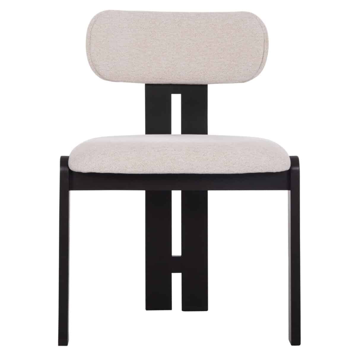 ΚΑΡΕΚΛΑ ΤΡΑΠΕΖΑΡΙΑΣ KARVO HM18252.02 ΕΚΡΟΥ ΥΦΑΣΜΑ--ΞΥΛΟ ΣΕ ΜΑΥΡΟ 57x50x78,5Υεκ. - Image 3