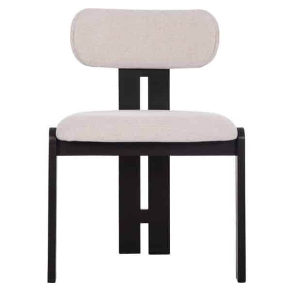 ΚΑΡΕΚΛΑ ΤΡΑΠΕΖΑΡΙΑΣ KARVO HM18252.02 ΕΚΡΟΥ ΥΦΑΣΜΑ--ΞΥΛΟ ΣΕ ΜΑΥΡΟ 57x50x78,5Υεκ. - Image 3