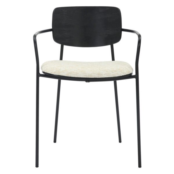 ΚΑΡΕΚΛΑ ΤΡΑΠΕΖΑΡΙΑΣ VIKKI HM9980.02 ΜΕΤΑΛΛΟ & ΞΥΛΟ ΜΑΥΡΟ-ΕΚΡΟΥ ΥΦΑΣΜΑ 54x54x75,5Υεκ. - Image 3