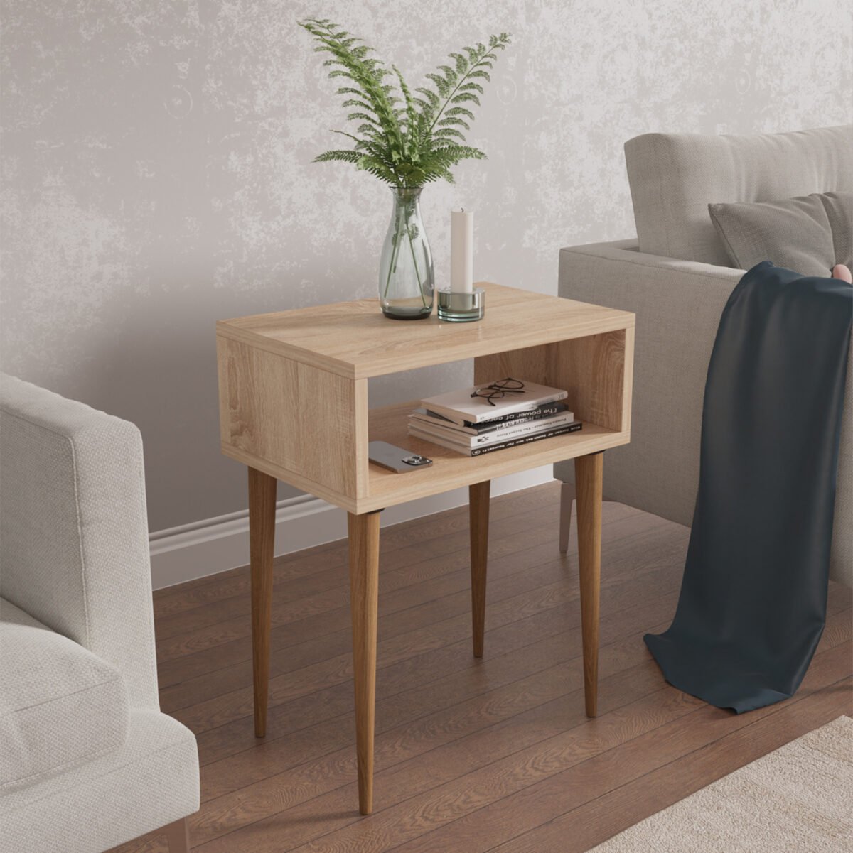 ΚΟΜΟΔΙΝΟ TODD HM18183.03 ΜΕΛΑΜΙΝΗ ΣΟΝΑΜΑ-ΠΟΔΙΑ ΣΕ ΦΥΣΙΚΟ 45x30x58Υεκ. - Image 2