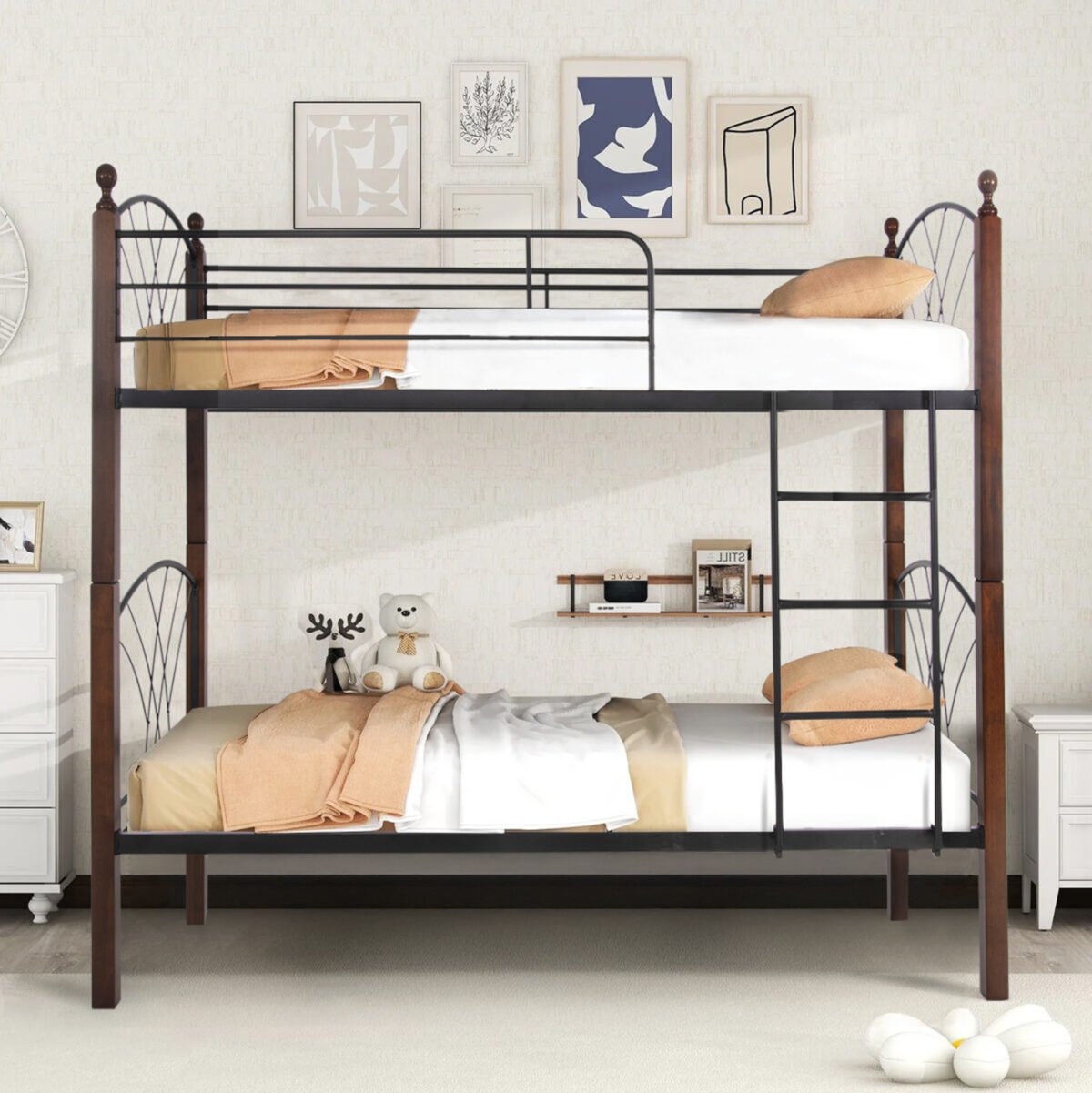 ΚΟΥΚΕΤΑ ΚΡΕΒΑΤΙ STOREY HM687 ΜΑΥΡΟ ΜΕΤΑΛΛΟ-ΚΑΡΥΔΙ RUBBERWOOD-ΓΙΑ ΣΤΡΩΜΑ 190x90εκ - Image 2