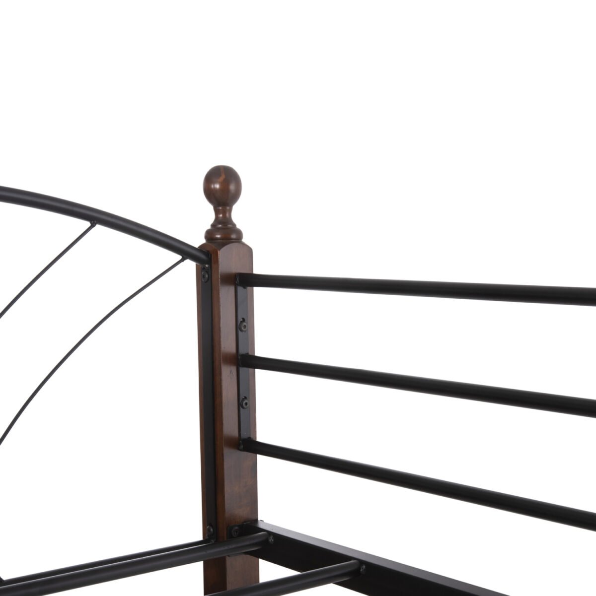 ΚΟΥΚΕΤΑ ΚΡΕΒΑΤΙ STOREY HM687 ΜΑΥΡΟ ΜΕΤΑΛΛΟ-ΚΑΡΥΔΙ RUBBERWOOD-ΓΙΑ ΣΤΡΩΜΑ 190x90εκ - Image 10