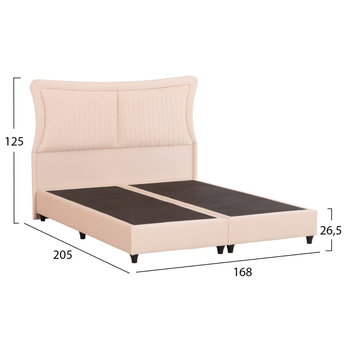 ΚΡEΒΑΤΙ ΔΙΠΛΟ NESTOR HM715 ΜΠΕΖ ΒΕΛΟΥΔΟ ΓΙΑ ΣΤΡΩΜΑ 160x200εκ. - Image 3