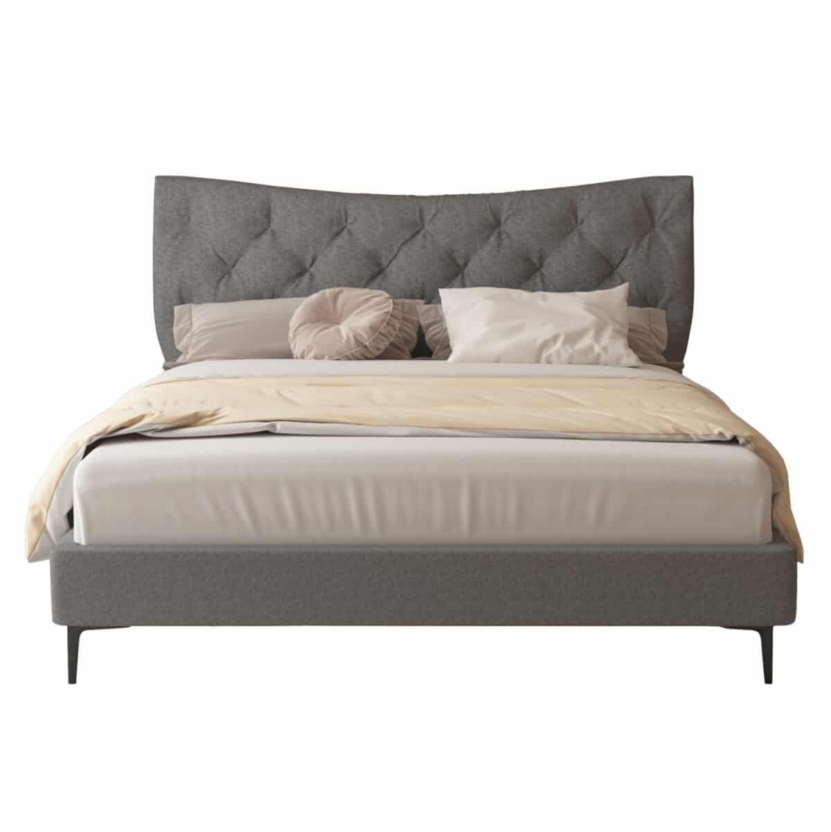 ΚΡΕΒΑΤΙ ΔΙΠΛΟ JILL HM737.01 ΥΦΑΣΜΑ ΣΕ ΓΚΡΙ--ΓΙΑ ΣΤΡΩΜΑ 160x200εκ. - Image 4