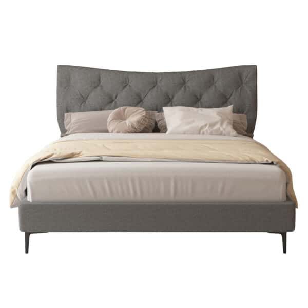 ΚΡΕΒΑΤΙ ΔΙΠΛΟ JILL HM737.01 ΥΦΑΣΜΑ ΣΕ ΓΚΡΙ--ΓΙΑ ΣΤΡΩΜΑ 160x200εκ. - Image 4