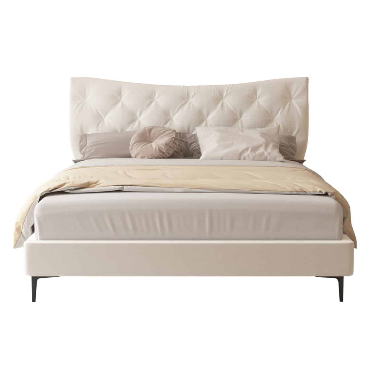 ΚΡΕΒΑΤΙ ΔΙΠΛΟ JILL HM737.03 ΥΦΑΣΜΑ ΣΕ ΜΠΕΖ--ΓΙΑ ΣΤΡΩΜΑ 160x200εκ. - Image 4