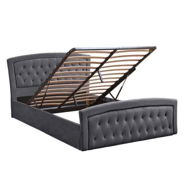 ΚΡΕΒΑΤΙ ΔΙΠΛΟ ΜΕ ΣΤΡΩΜΑ & ΑΠΟΘ.ΧΩΡΟ ODELIA HM21279.01 ΓΚΡΙ ΒΕΛΟΥΔΟ--ΓΙΑ 160x200εκ - Image 4