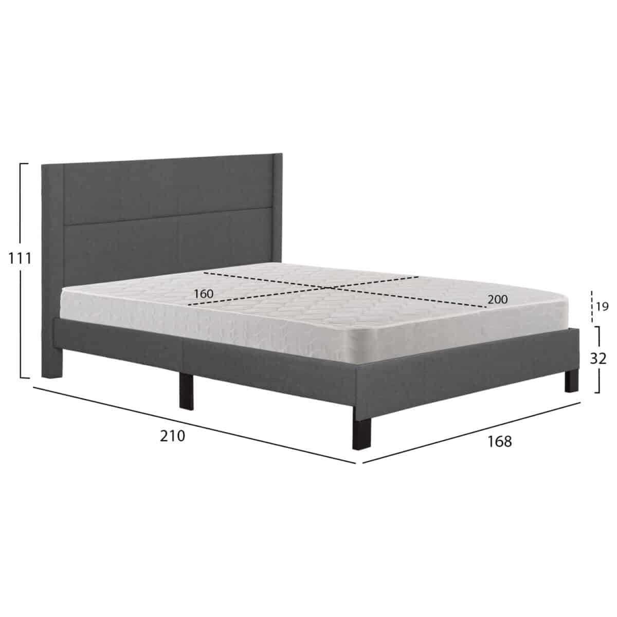 ΚΡΕΒΑΤΙ ΔΙΠΛΟ & ΣΤΡΩΜΑ TRILLOP HM21202.12 ΓΚΡΙ ΥΦΑΣΜΑ--ΓΙΑ 160x200εκ - Image 3