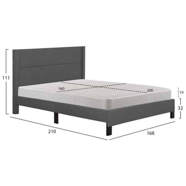 ΚΡΕΒΑΤΙ ΔΙΠΛΟ & ΣΤΡΩΜΑ TRILLOP HM21202.12 ΓΚΡΙ ΥΦΑΣΜΑ--ΓΙΑ 160x200εκ - Image 3