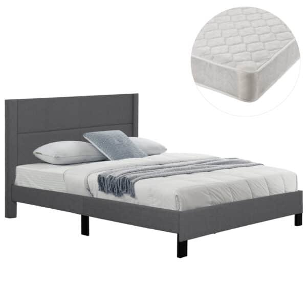 ΚΡΕΒΑΤΙ ΔΙΠΛΟ & ΣΤΡΩΜΑ TRILLOP HM21202.12 ΓΚΡΙ ΥΦΑΣΜΑ--ΓΙΑ 160x200εκ