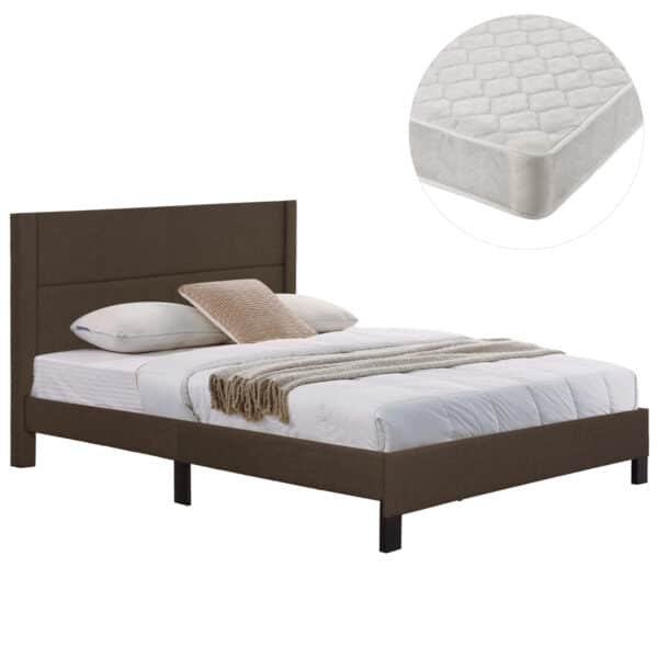 ΚΡΕΒΑΤΙ ΔΙΠΛΟ & ΣΤΡΩΜΑ TRILLOP HM21202.13 ΚΑΦΕ ΥΦΑΣΜΑ--ΓΙΑ 160x200εκ