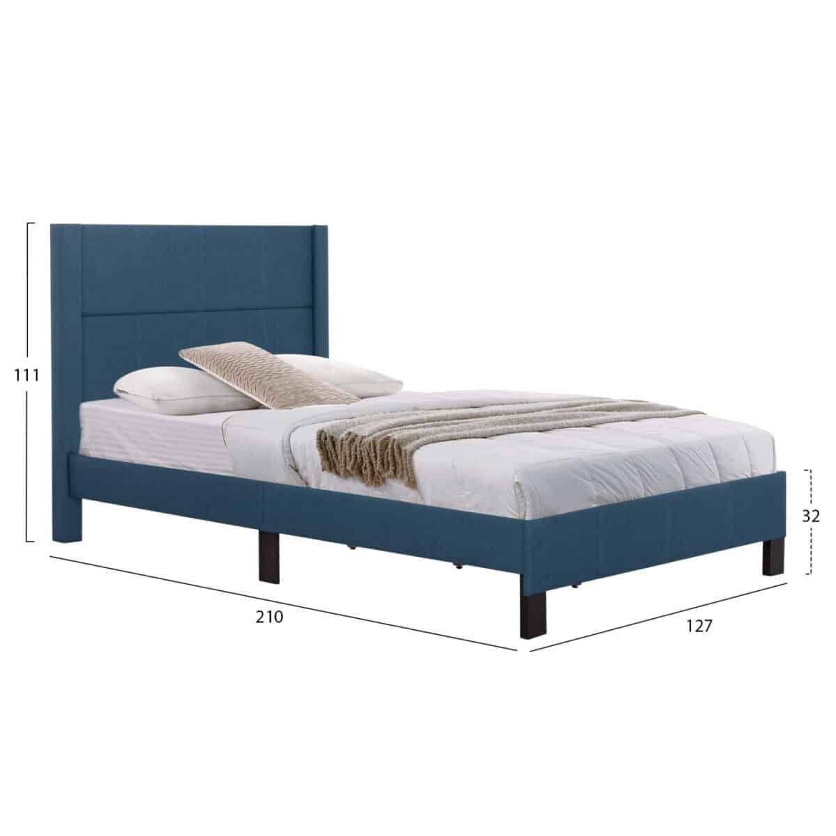 ΚΡΕΒΑΤΙ TRILLOP HM667.14 ΜΠΛΕ ΥΦΑΣΜΑ ΓΙΑ ΜΟΝΟ ΣΤΡΩΜΑ 120X200εκ. - Image 2