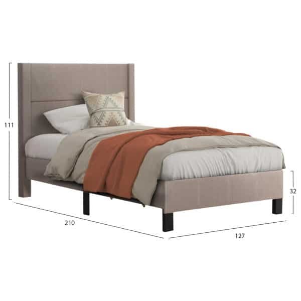 ΚΡΕΒΑΤΙ TRILLOP HM667.15 ΜΠΕΖ ΥΦΑΣΜΑ ΓΙΑ ΜΟΝΟ ΣΤΡΩΜΑ 120X200εκ. - Image 3