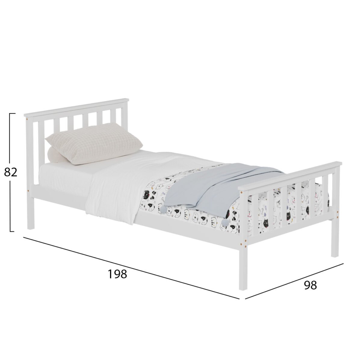 ΚΡΕΒΑΤΙ GIMLY HM675.03 ΜΑΣΙΦ ΞΥΛΟ ΠΕΥΚΟΥ ΣΕ ΛΕΥΚΟ ΓΙΑ ΣΤΡΩΜΑ 190x90εκ. - Image 3