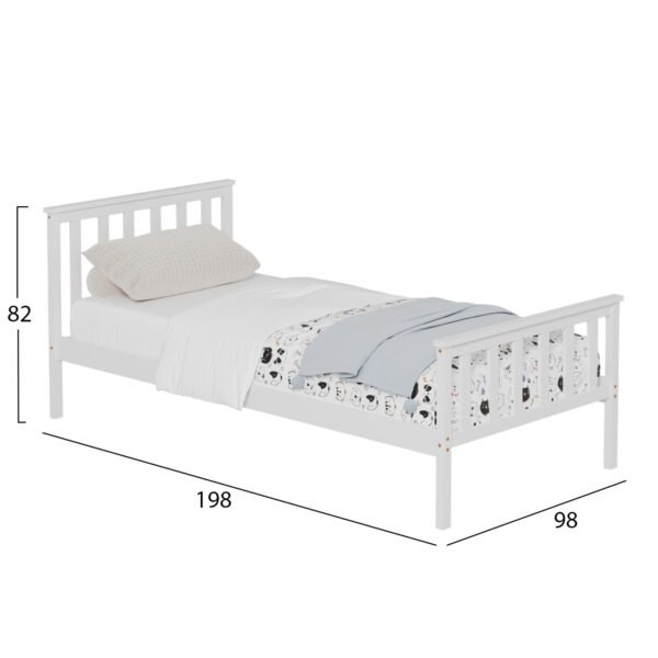 ΚΡΕΒΑΤΙ GIMLY HM675.03 ΜΑΣΙΦ ΞΥΛΟ ΠΕΥΚΟΥ ΣΕ ΛΕΥΚΟ ΓΙΑ ΣΤΡΩΜΑ 190x90εκ. - Image 3