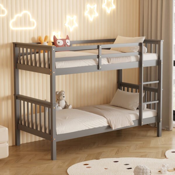 ΚΡΕΒΑΤΙ ΚΟΥΚΕΤΑ ΠΑΙΔΙΚΟ LANTAI HM682.05 ΞΥΛΟ ΠΕΥΚΟΥ ΣΕ ΓΚΡΙ- ΣΤΡΩΜΑΤΑ 190x90εκ - Image 4