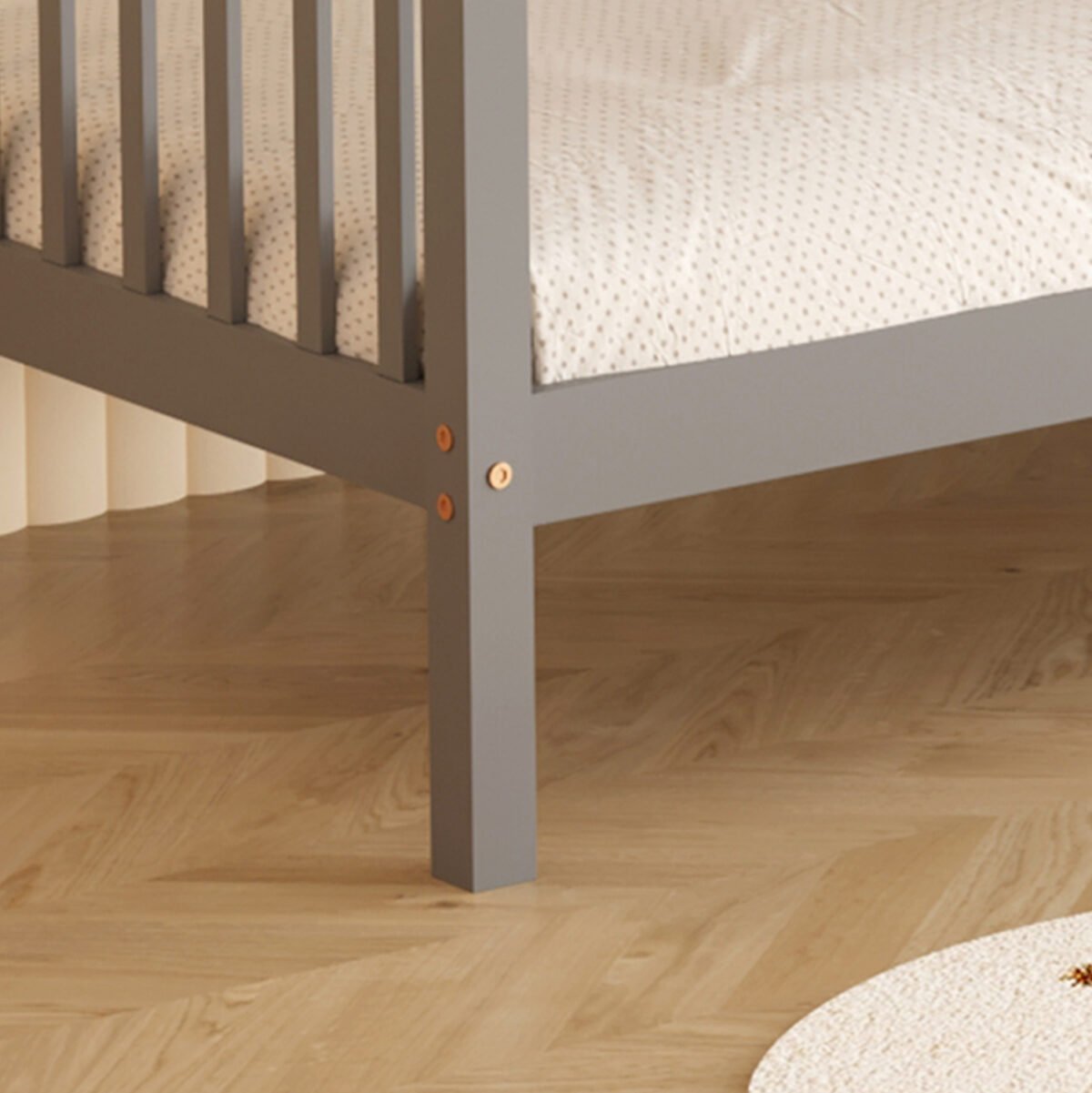 ΚΡΕΒΑΤΙ ΚΟΥΚΕΤΑ ΠΑΙΔΙΚΟ LANTAI HM682.05 ΞΥΛΟ ΠΕΥΚΟΥ ΣΕ ΓΚΡΙ- ΣΤΡΩΜΑΤΑ 190x90εκ - Image 9