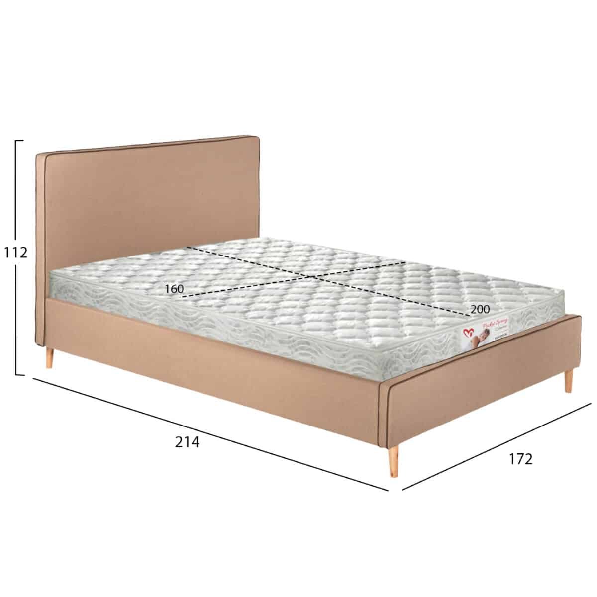 ΚΡΕΒΑΤΙ ΜΕ ΣΤΡΩΜΑ INDRA HM21280.02 ΜΠΕΖ ΥΦΑΣΜΑ--ΓΙΑ 160x200εκ - Image 3