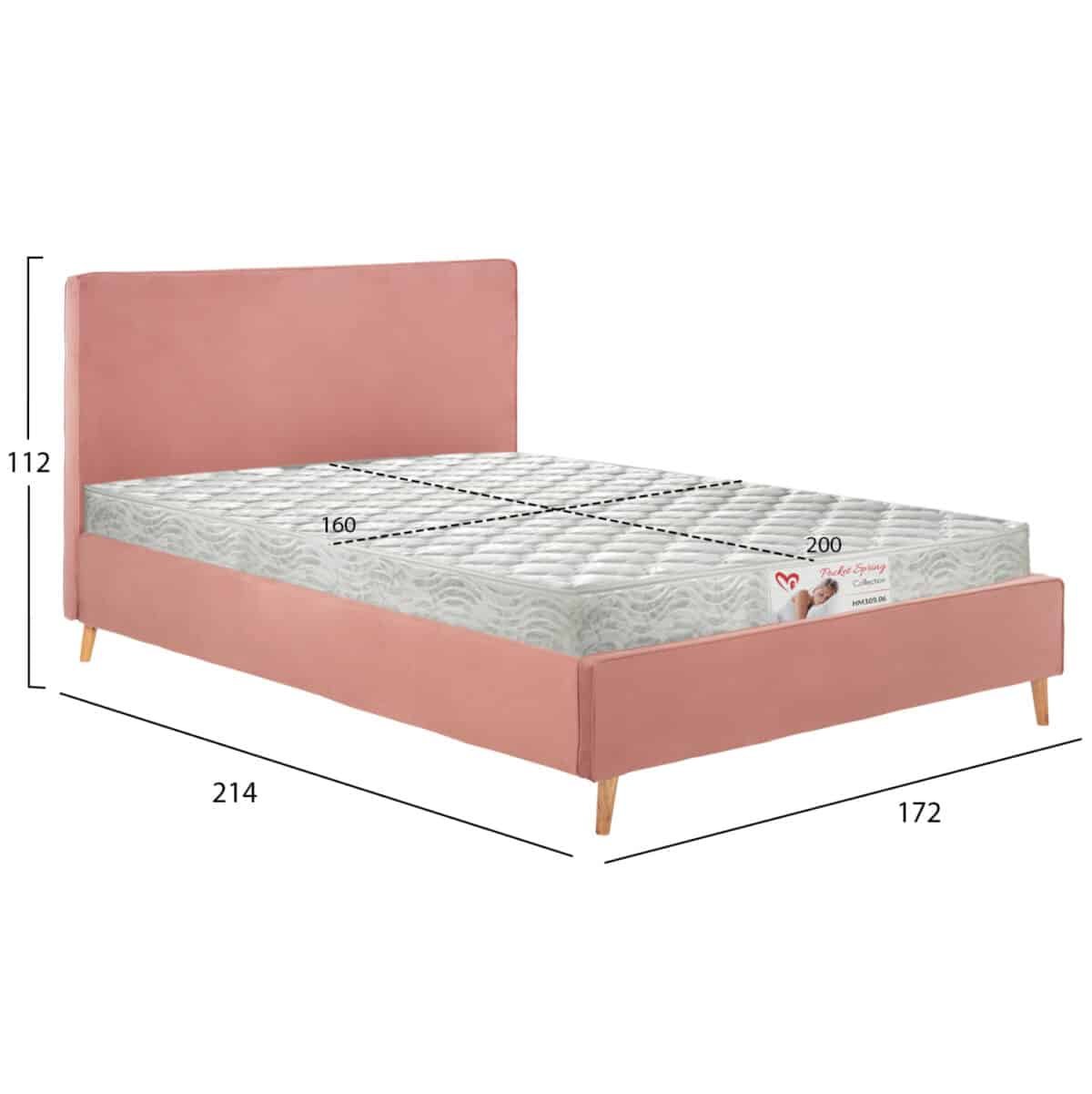 ΚΡΕΒΑΤΙ ΜΕ ΣΤΡΩΜΑ INDRA HM21280.03 ΣΑΠΙΟ ΜΗΛΟ ΒΕΛΟΥΔΟ--ΓΙΑ 160x200εκ - Image 3