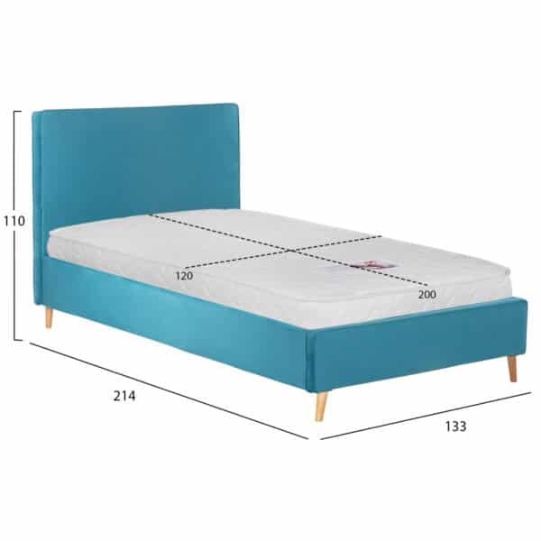 ΚΡΕΒΑΤΙ ΜΕ ΣΤΡΩΜΑ MAYLIN HM21281.02 ΤΙΡΚΟΥΑΖ ΒΕΛΟΥΔΟ--ΓΙΑ 120x200εκ - Image 3