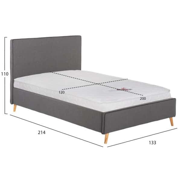 ΚΡΕΒΑΤΙ ΜΕ ΣΤΡΩΜΑ MAYLIN HM21281.03 ΓΚΡΙ ΥΦΑΣΜΑ--ΓΙΑ 120x200εκ - Image 3