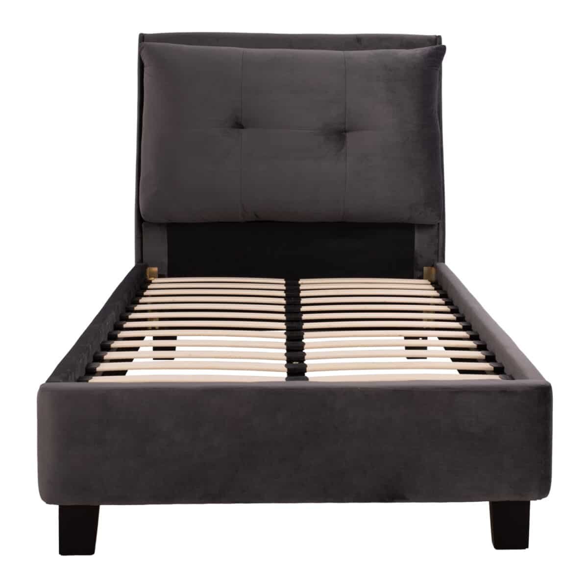 ΚΡΕΒΑΤΙ ΜΕ ΣΤΡΩΜΑ RILEY HM21282.01 ΓΚΡΙ ΒΕΛΟΥΔΟ--ΓΙΑ 90x200εκ - Image 4