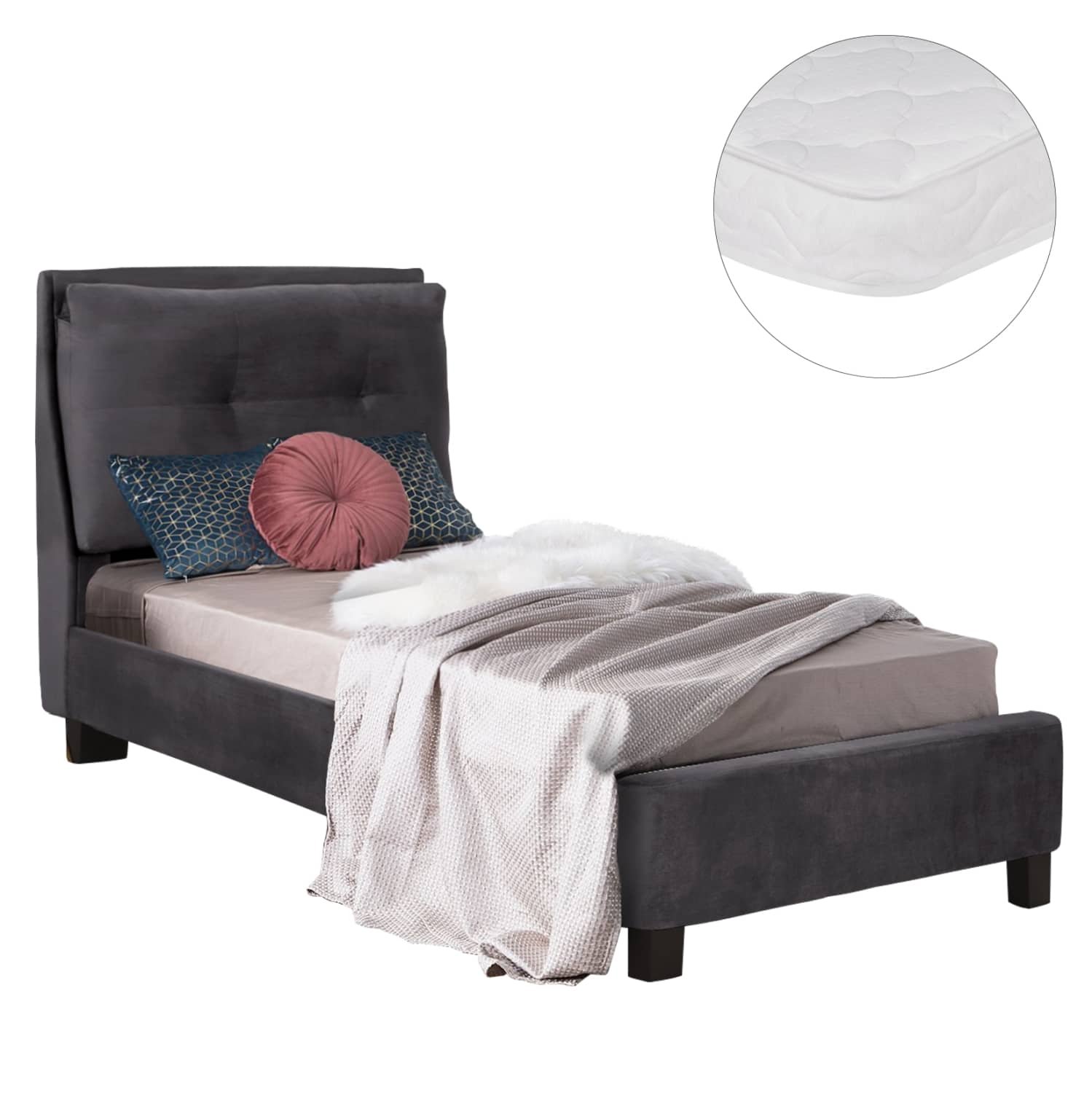 ΚΡΕΒΑΤΙ ΜΕ ΣΤΡΩΜΑ RILEY HM21282.01 ΓΚΡΙ ΒΕΛΟΥΔΟ--ΓΙΑ 90x200εκ ΚΡΕΒΑΤΙ ΜΕ ΣΤΡΩΜΑ RILEY HM21282.01 ΓΚΡΙ ΒΕΛΟΥΔΟ--ΓΙΑ 90x200εκ