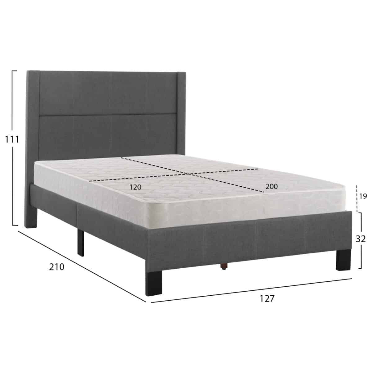 ΚΡΕΒΑΤΙ ΜΟΝΟ & ΣΤΡΩΜΑ TRILLOP HM21203.12 ΓΚΡΙ ΥΦΑΣΜΑ--ΓΙΑ 120x200εκ - Image 3