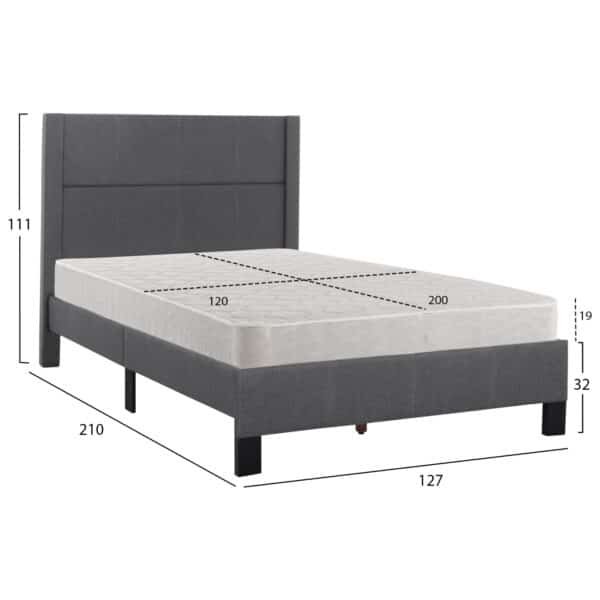 ΚΡΕΒΑΤΙ ΜΟΝΟ & ΣΤΡΩΜΑ TRILLOP HM21203.12 ΓΚΡΙ ΥΦΑΣΜΑ--ΓΙΑ 120x200εκ - Image 3