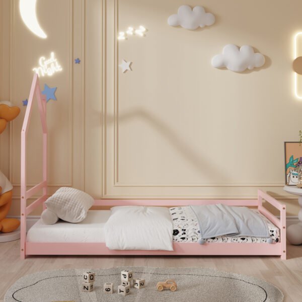 ΚΡΕΒΑΤΙ ΠΑΙΔΙΚΟ HOUSER HM676.06 τ.MONTESSORI ΞΥΛΟ ΠΕΥΚΟ ΡΟΖ- 190x90εκ - Image 4